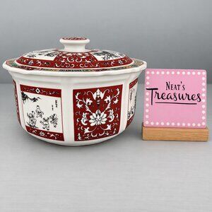 Tatung Chinese Style Porcelain Panel Design Taiwan Covered Tureen Serving Bowl